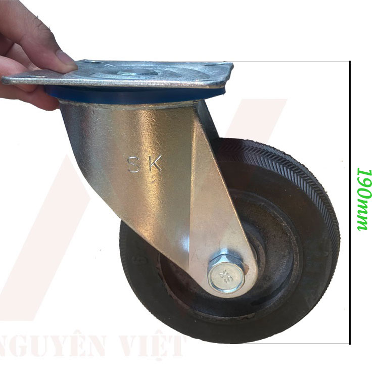 BÁNH XE XE ĐẨY HÀNG CÓ KHÓA BẰNG CAO SU ĐẶC 100X35MM