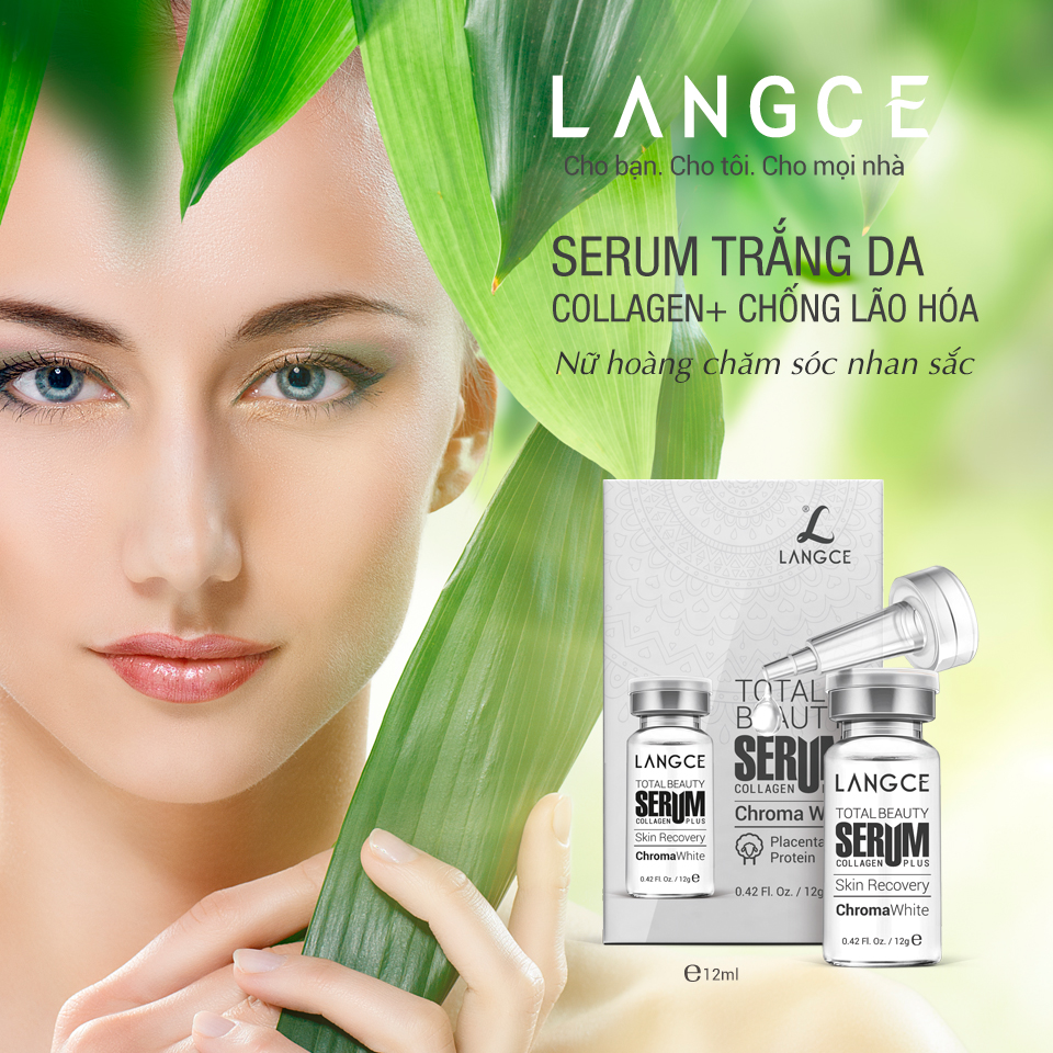 SERUM TOTAL BEAUTY COLLAGEN+ NHAU THAI CỪU TRẮNG DA NGỪA LÃO HOÁ 12ml - HỘP BẠC LANGCE