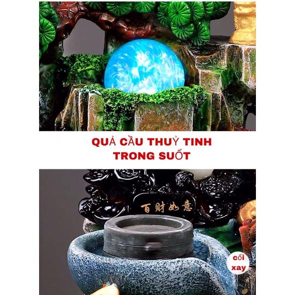 Thác nước phong thuỷ để bàn và đài phun nước,tiểu cảnh hòn non bộ bể cá mini sáng tạo bánh xe phong thuỷ cỡ lớn 40 cm