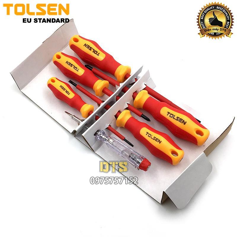 Bộ tua vít cách điện 1000v công nghiệp 6 cây TOLSEN, kiểm định chất lượng GS, VDE, an toàn cao, bộ tô vít cách điện