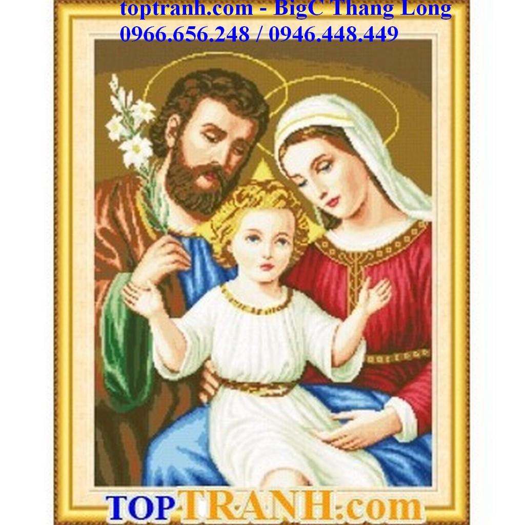 Tranh thêu chữ thập gia đình thánh gia, gia đình chúa Jesu A608