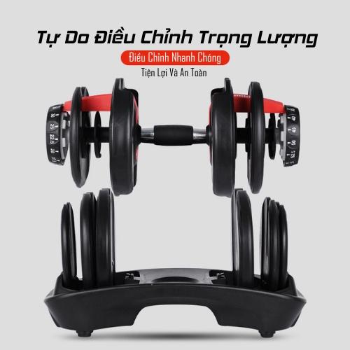 Hai Bộ Tạ Tay Điều Chỉnh Khóa Số Tự Động Cao Cấp 48KG (có khay đựng)