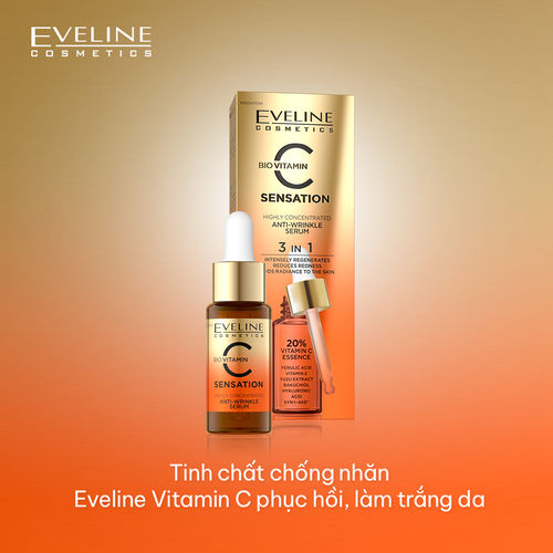 Tinh chất chống nhăn Eveline vitamin C phục hồi, làm trắng da 18ML