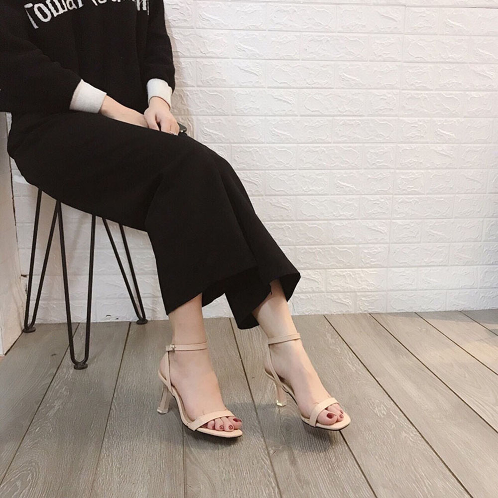 Sandal quai ngang gót mika bọc viền pha lê cực sang-sandal nữ, sandal nữ cao gót, sandal cao gót, sandal-gót mika bọc viền pha lê, 7cm