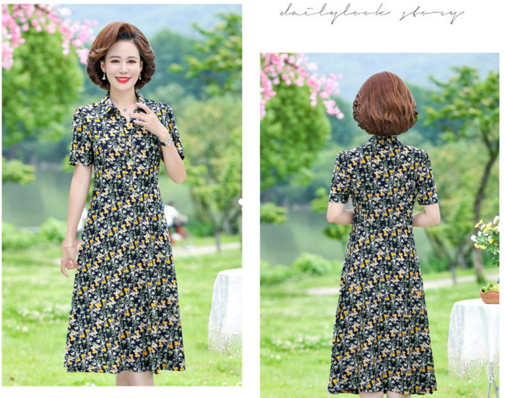 Đầm Hoa Nữ Trung Niên Rộng Rãi Mát Mẻ VH87 - Hàng Quảng Châu Cao Cấp