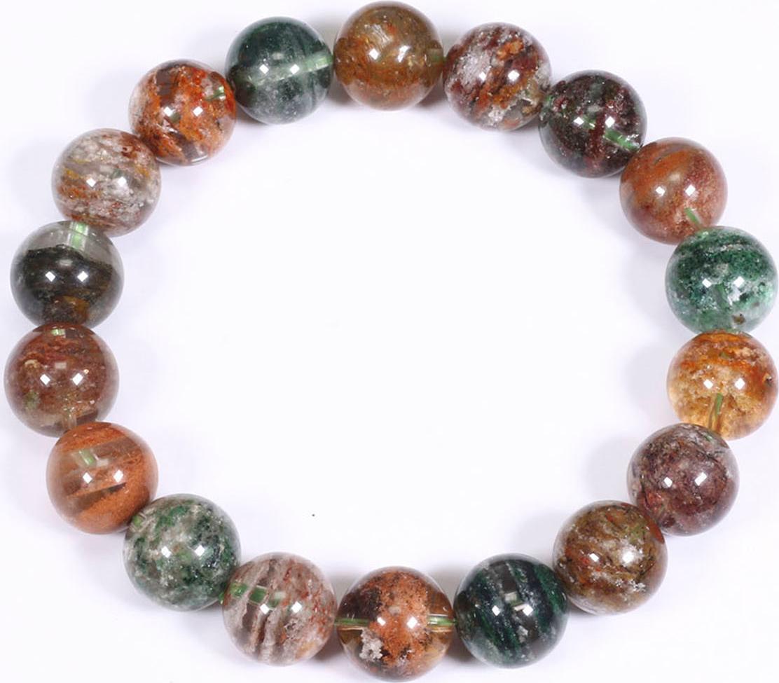 Vòng tay thạch anh ưu linh rêu đa sắc hạt đá 11mm - Ngọc Quý Gemstones