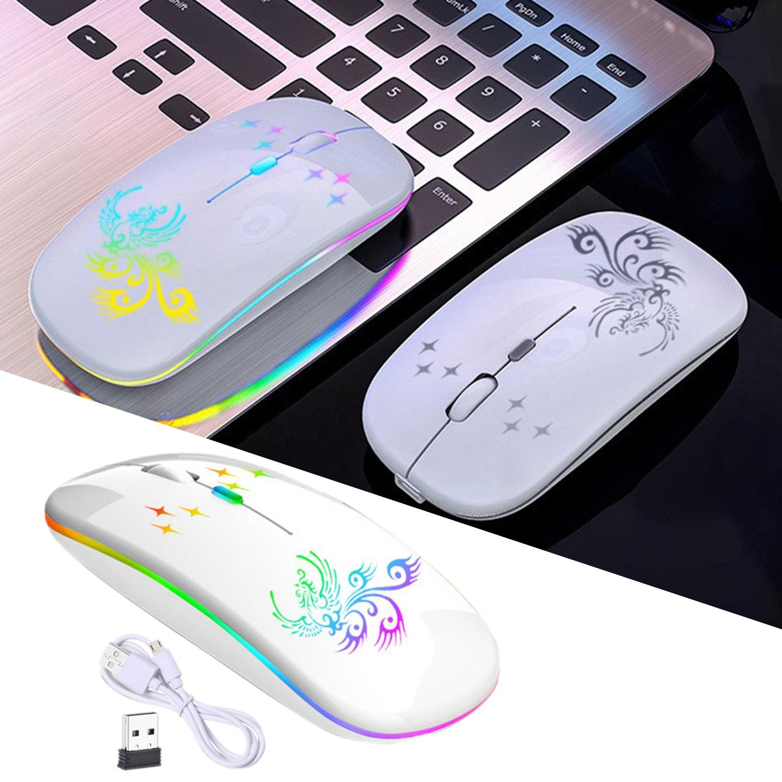 Wireless Mouse.0.2 2.4G Rechargeable for Laptop Notebook Desktop White