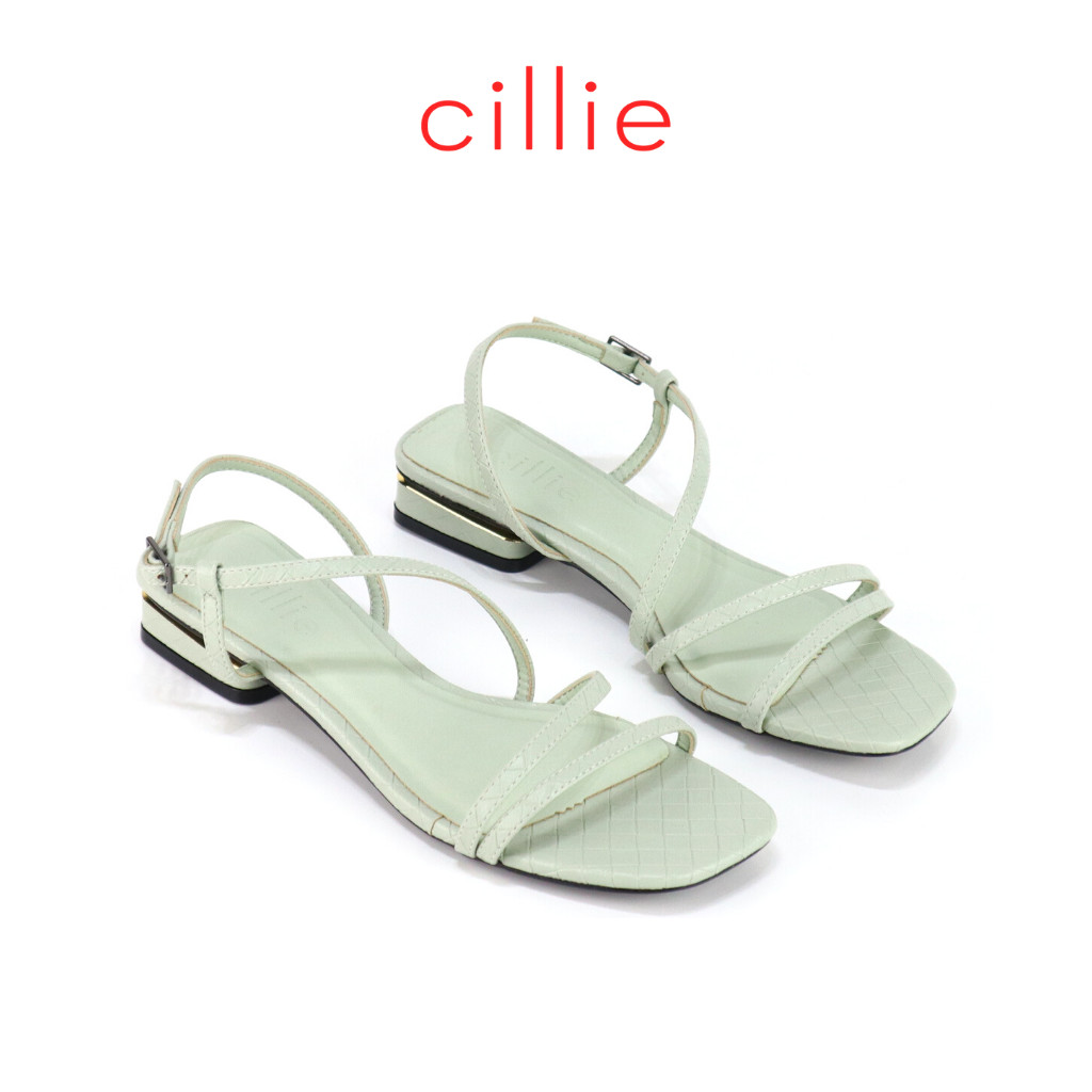 Giày sandal nữ mũi vuông quai dây thời trang du lịch đi chơi với màu pastel mới nhất gót phủ bạc cao 2cm Cillie 1160