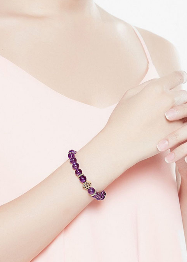 Vòng Đá Thạch Anh Tím Mix Charm Bạc 925  Ngọc Quý Gemstones VT160