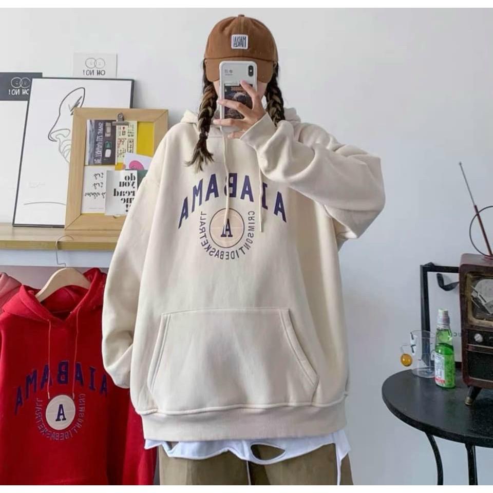 Áo Hoodie NỈ UNISEX họa tiết in chữ AIABAMA chữ A cực đẹp, Áo Hoodie Freesize Nỉ Dày Mềm Mịn Dễ Thương