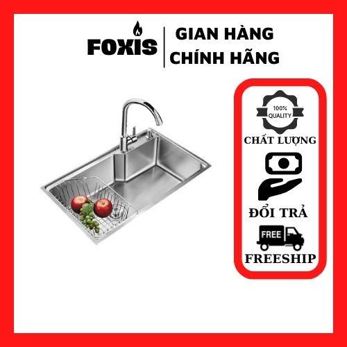 Chậu rửa chén 1 hố FOXIS 6845ND INOX 304 nano chống xước dễ vệ sinh KT 68*45( tặng kèm rổ nhựa kéo rút)