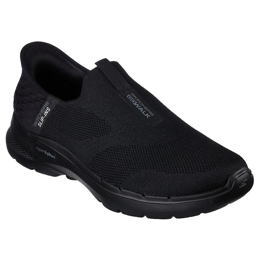 Skechers Nam Giày Thể Thao Xỏ Chân Đi Bộ Tập Gym, Thường Ngày, Đi Học, Đi Làm Slip-Ins GOwalk 6 Easy On Walking Air-Cooled Memory Foam Dual-Density, Hyper Pillar Technology, Ortholite, Ultra Go - 216278-BBK