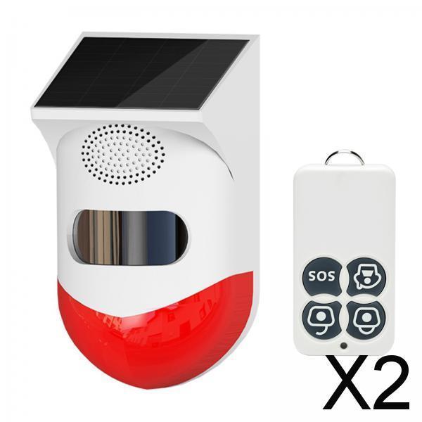 2x120dB Solar Infrared Motion Sensor Alarm Detector for Outdoor Waterproof