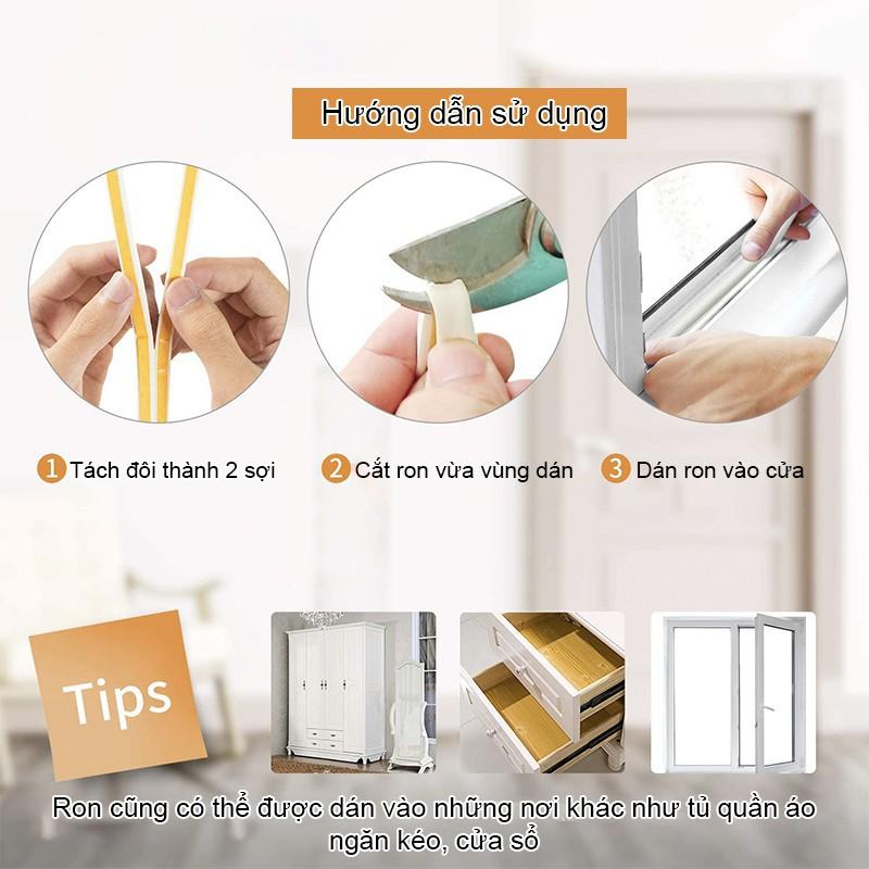 6 Mét Chặn Cửa, Ron Dán Khung Cửa, Lấp Kín Khe Hở, Chặn Nước, Cách Âm, Chống Thoát Nhiệt, Va Đập - Dán Được Mọi Loại Cửa