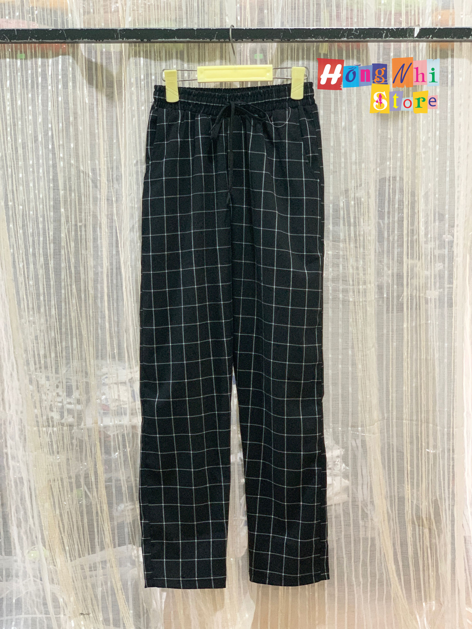 Quần CARO PLAID PANTS Unisex Màu Đen - Quần ca rô đen sọc trắng nam nữ cực đẹp chất xịn loại 1