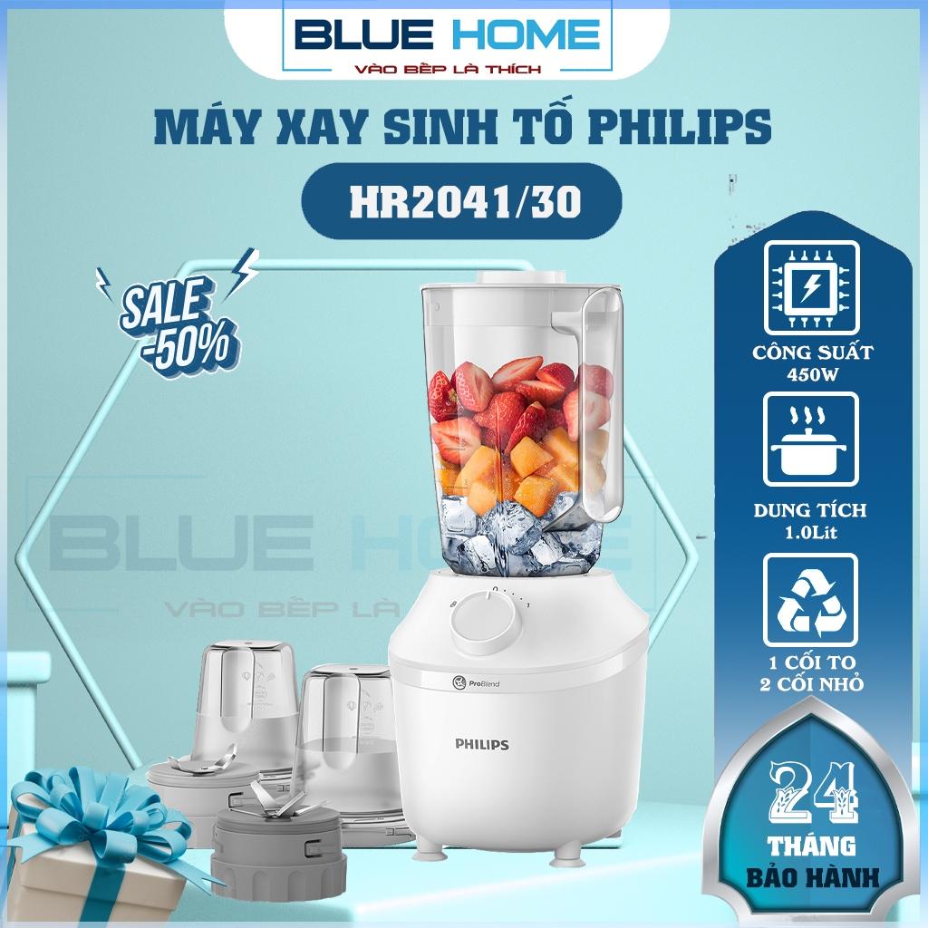 Máy xay sinh tố Philips HR2041/30, Công Suất 450w - 3 Cối Đa Năng, Hàng Chính Hãng