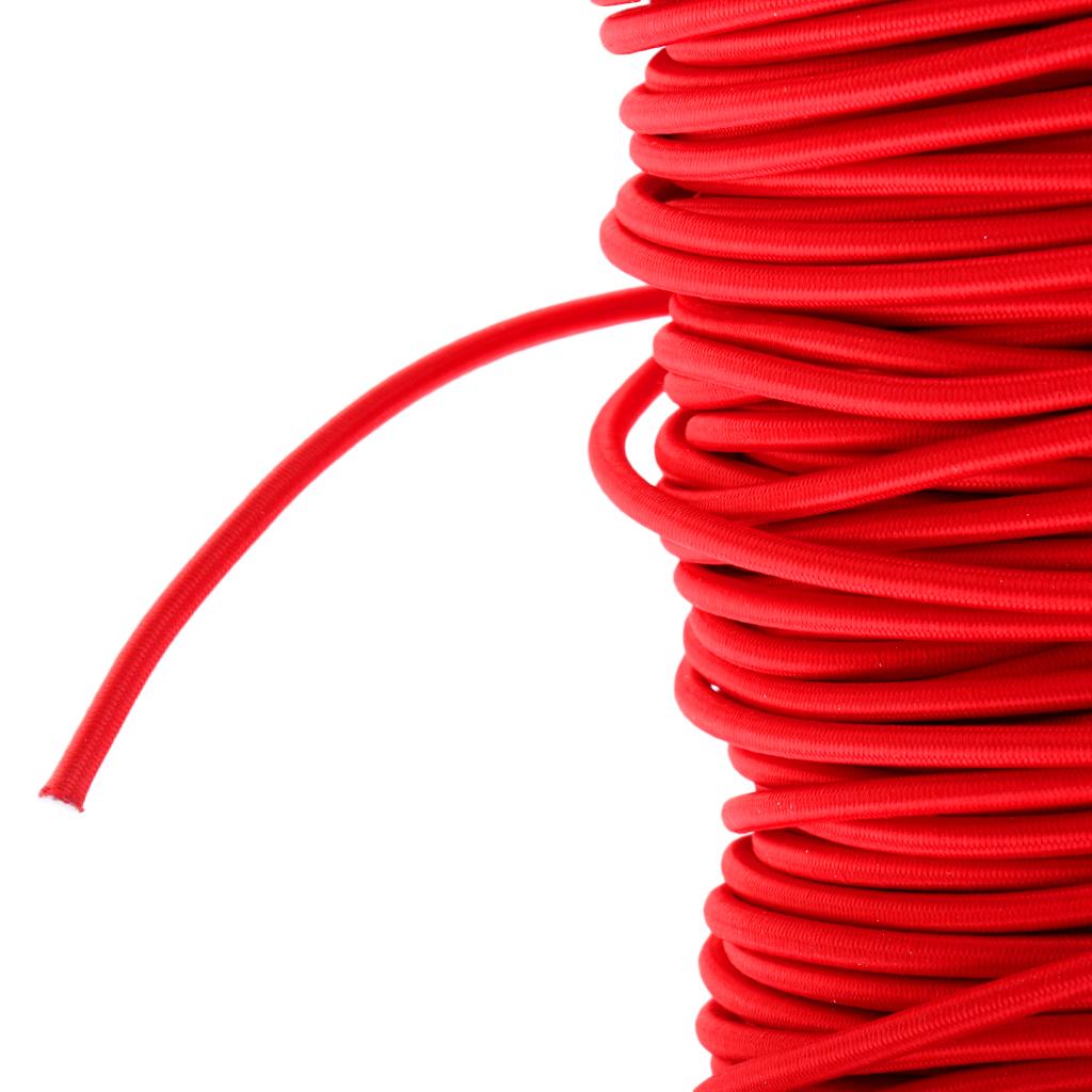 Red 4mm Marine Bungee Rope Shock Cord Car Truck Roof Racks Trailers Boats Kayaks Tie Down 0.5 1 2 3 20 30 50 75m