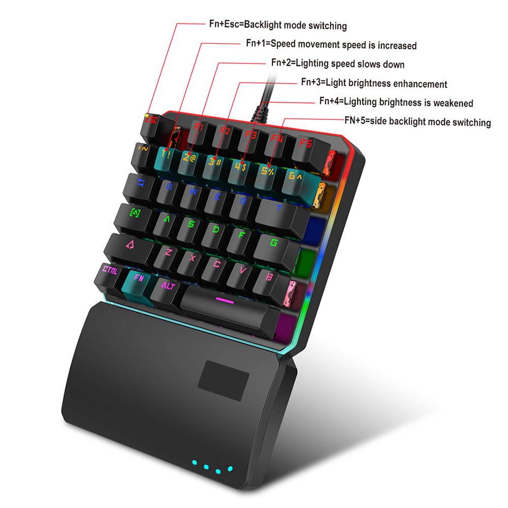 HXSJ V200+J600 Combo Wired Gaming Mouse 9-key Macro Programming Mice & Switch One-handed Mechanical