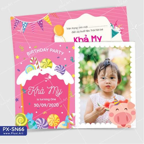 Thiệp thôi nôi – sinh nhật theo yêu cầu Pluxi