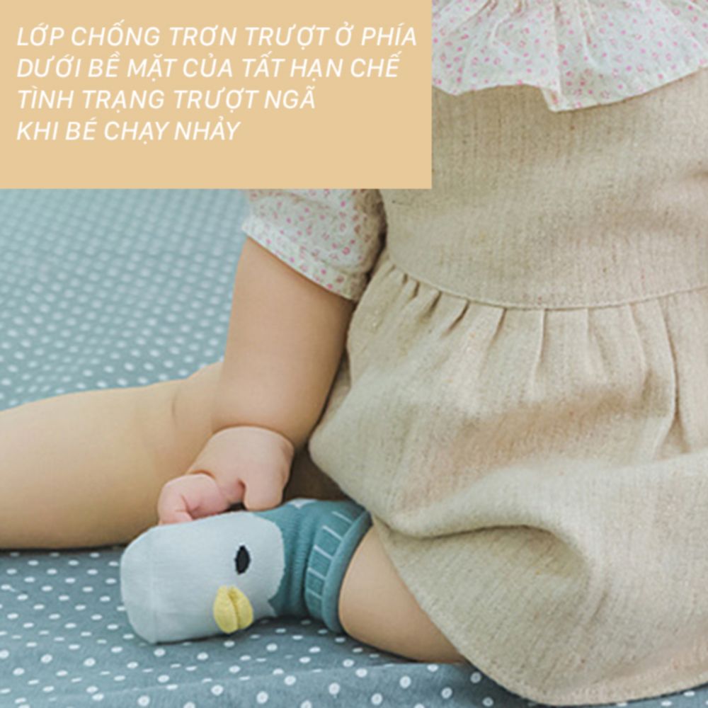 Tất không viền, không hằn cổ chân, dùng cho bé sơ sinh hình thú chống trượt cho bé