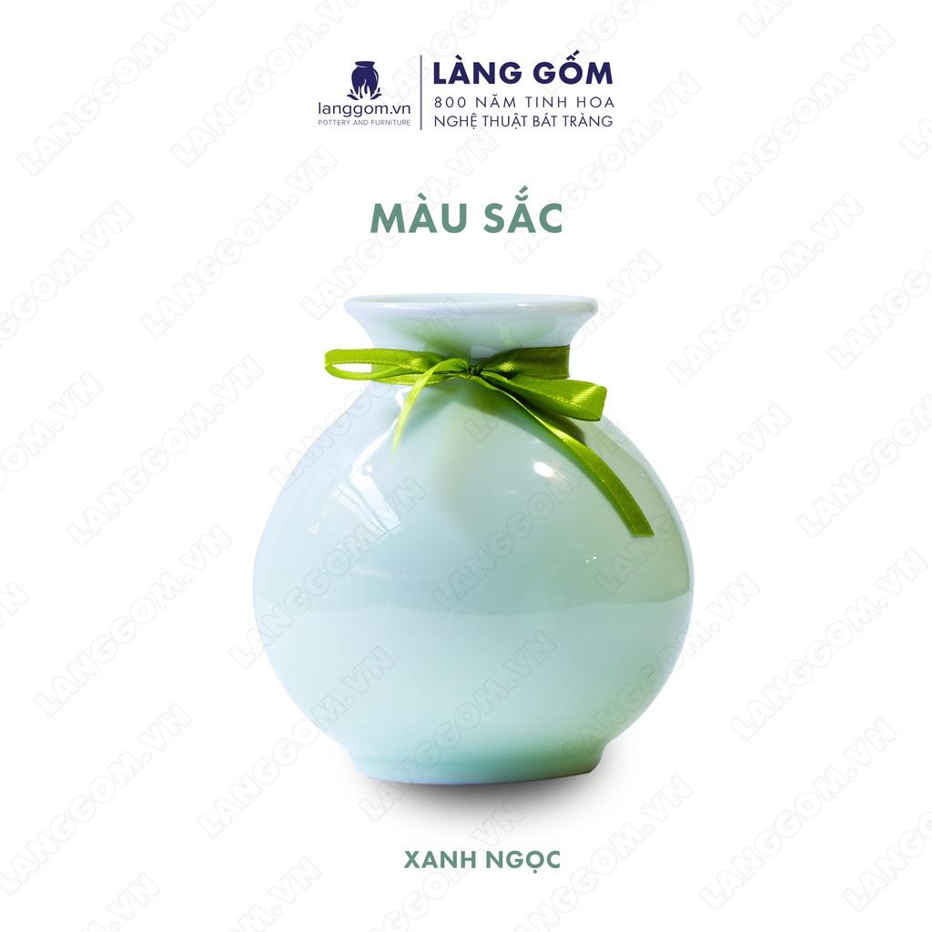 Bình hoa, lọ hoa Gốm sứ Bát Tràng cao cấp Men ngọc vô trên nhỏ dùng làm quà tặng, trang trí - Làng Gốm Bát Tràng