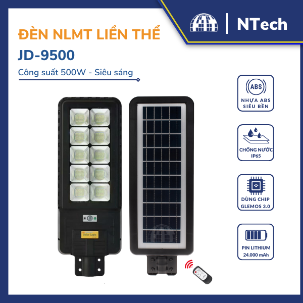 Đèn đường năng lượng mặt trời Jindian [JD-9500] Công suất 500W