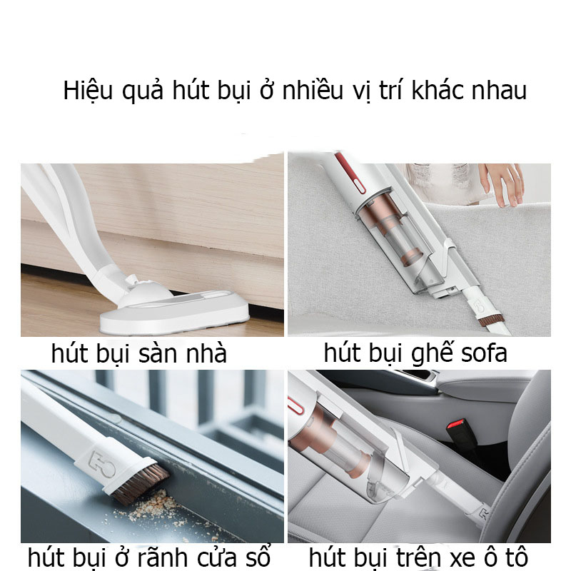 Máy Hút Bụi Cầm Tay Không Dây - Sạc Pin - Thiết Kế Màu Đỏ Trắng Sang Trọng, Đẹp Mắt - Lực Hút Mạnh - Tiết Kiệm Điện Năng - Hàng Cao Cấp, Chính Hãng