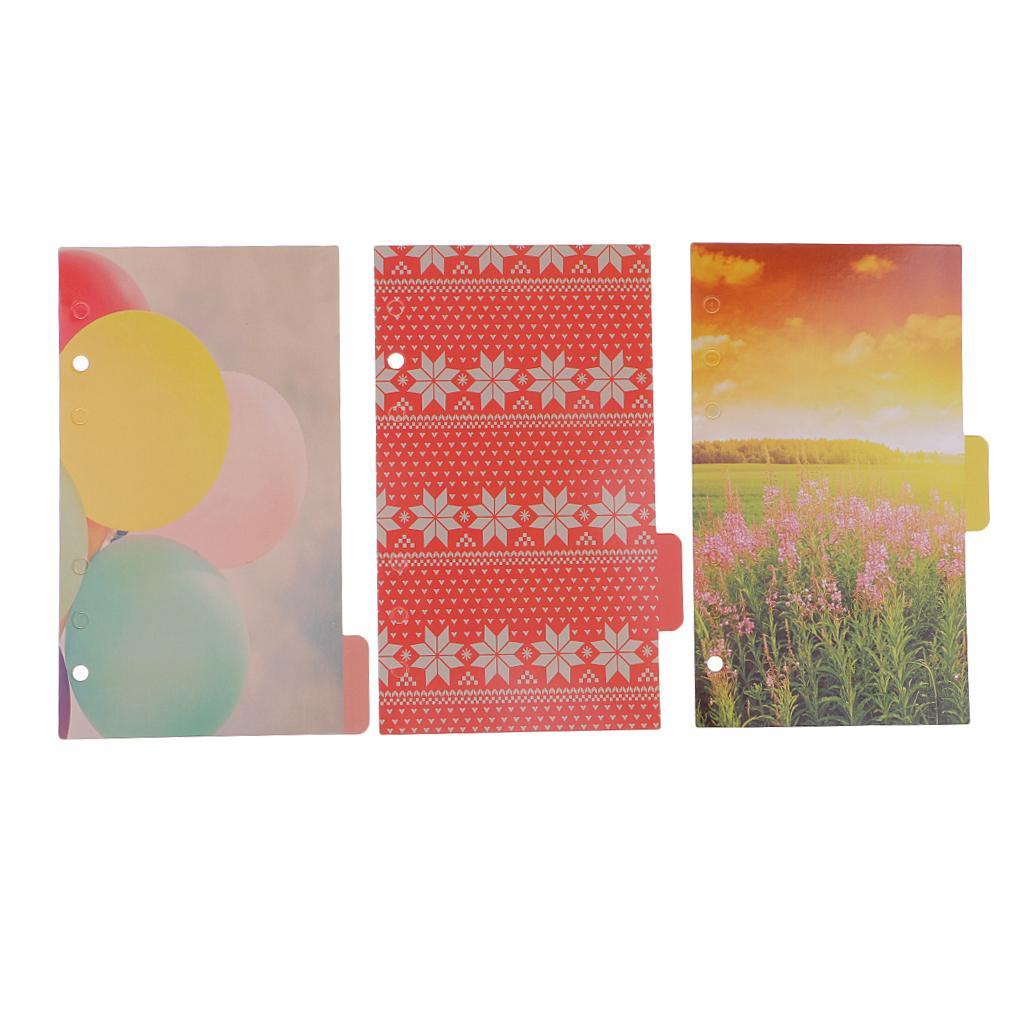 5 Pieces Colorful 6 Holes Memo Paper Indexing Dividers Sheets For Journal Note Book Diary Cardstock