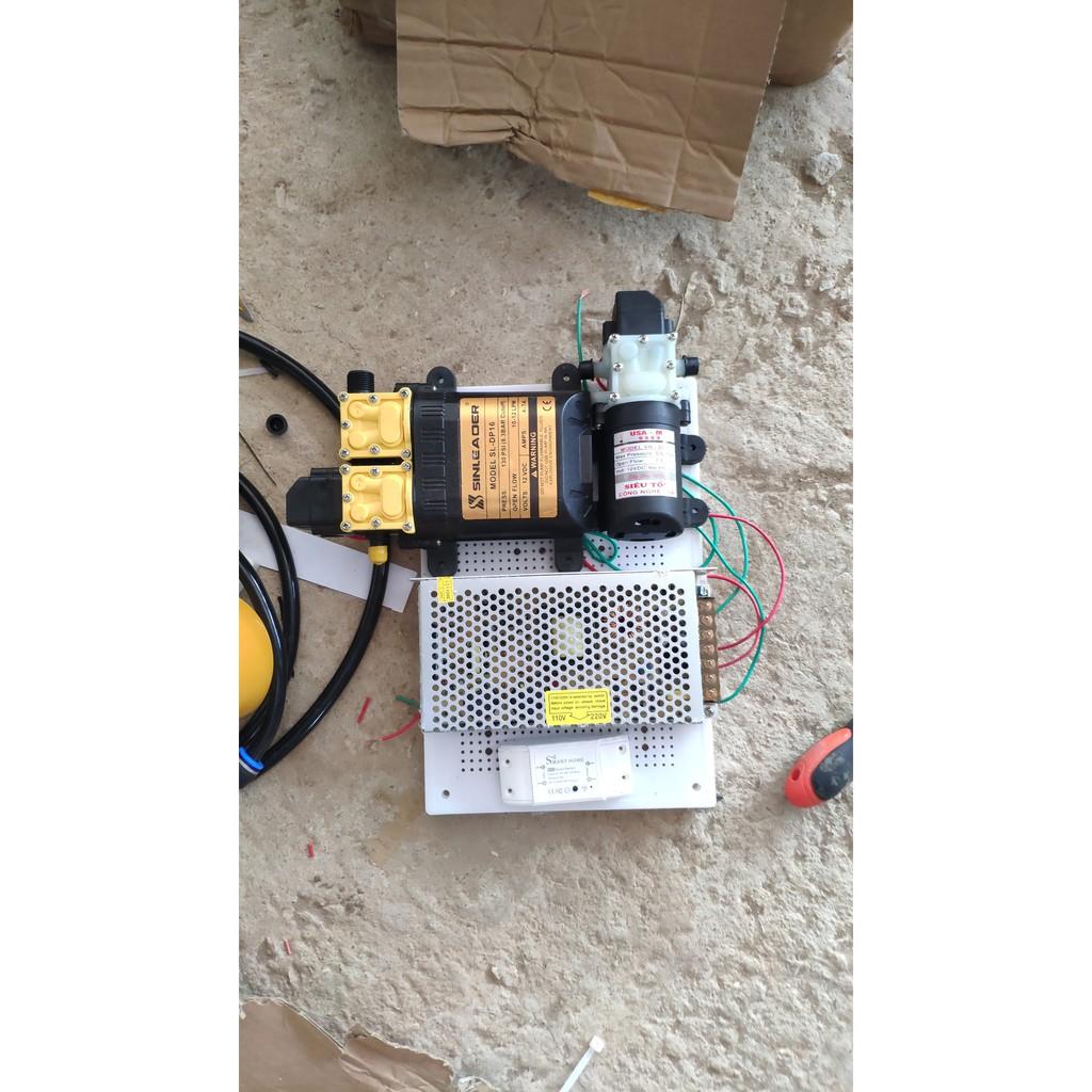 Bộ phun sương tự động 2 bơm đôi Sinleader +bơm đơn tưới cây, tưới lan 20 béc 4 hướg cho giàn 50m2