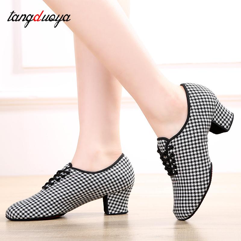 Phụ Nữ Nhảy Latin Giày Jazz Phòng Khiêu Vũ Nhảy Salsa Giày Người Phụ Nữ Giày Cao Gót 5 Cm Huấn Luyện Vũ Điệu Tango Hiện Đại giày Nữ Color: 5cm indoor black Shoe Size: 39