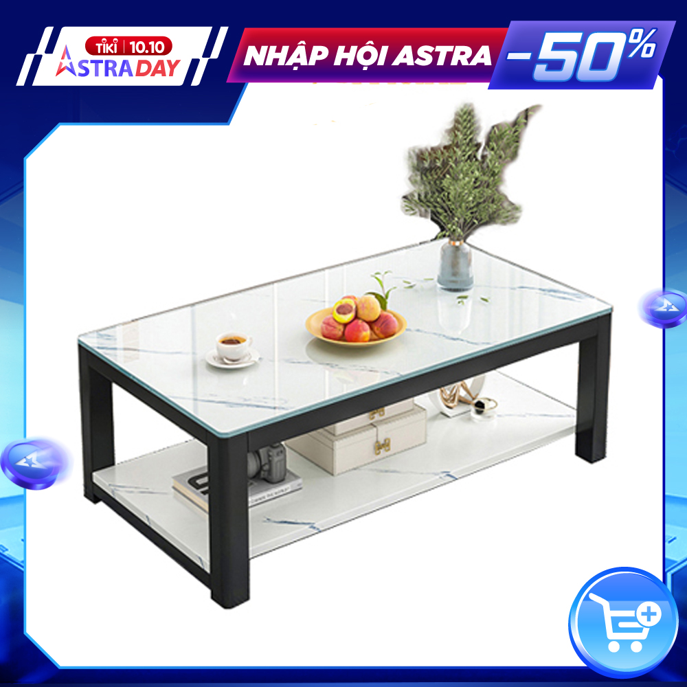 Bàn Trà Gỗ Họa Tiết Cẩm Thạch, Bàn Sofa 2 Tầng Siêu Đẹp