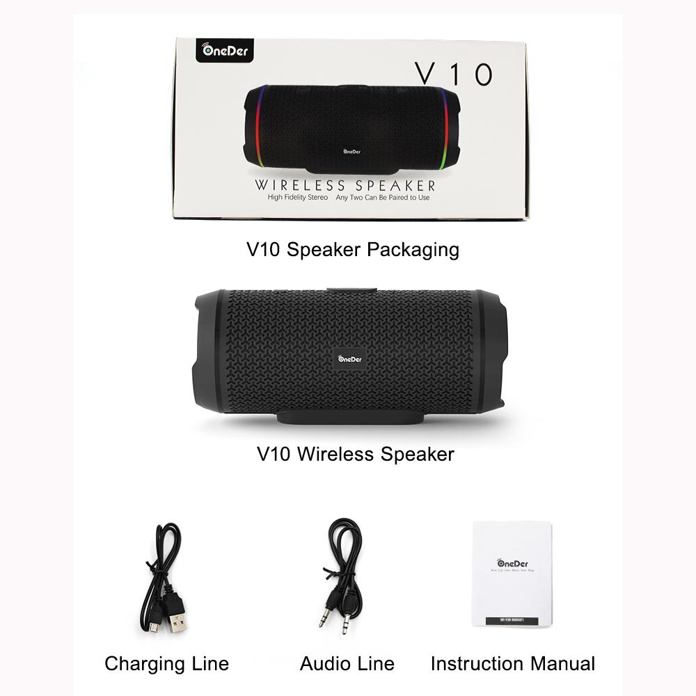 Loa Bluetooth không dây âm trầm nổi ngoài trời, Âm thanh âm thanh Hi-Fi Hi-Res không dây HiFi với đĩa U, FM, đèn LED nhiều màu sắc RGB Màu sắc: Oneder v10-black