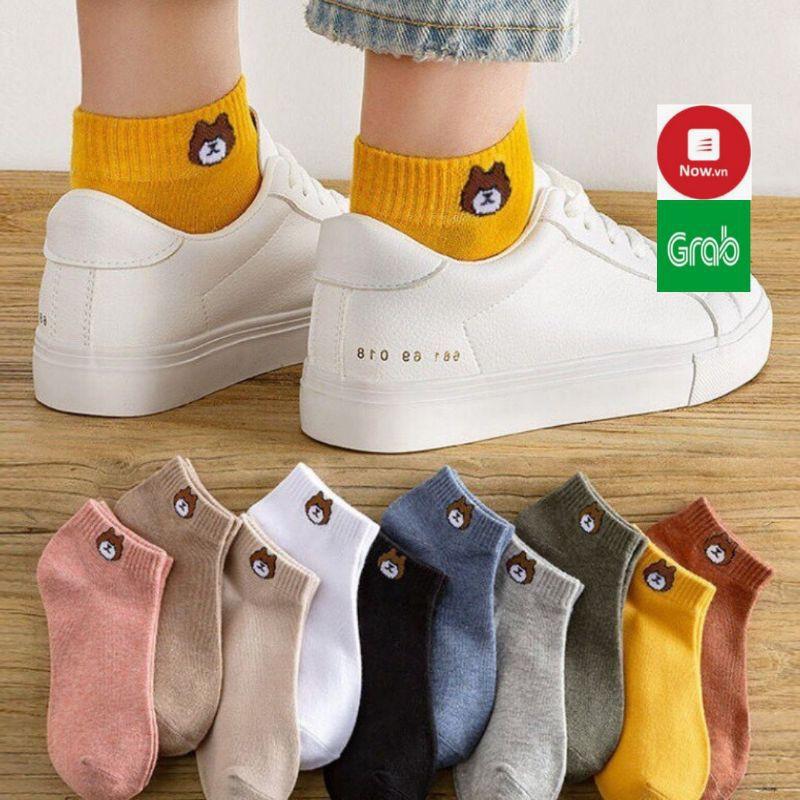 10 đôi tất nữ gấu vớ Brown Hàn Quốc mỏng xinh siêu cute