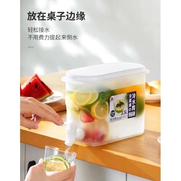 Bình nước 3,5 lít có vòi để tủ lạnh cao cấp, đựng nước trái cây, đựng trà tiện lợi, đa năng loại 1 dày dặn