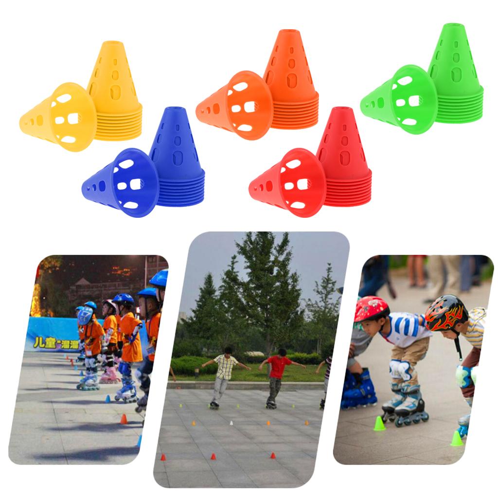 10pcs Plastic Windproof Roadblock Sport Training Traffic Road Cones Yellow