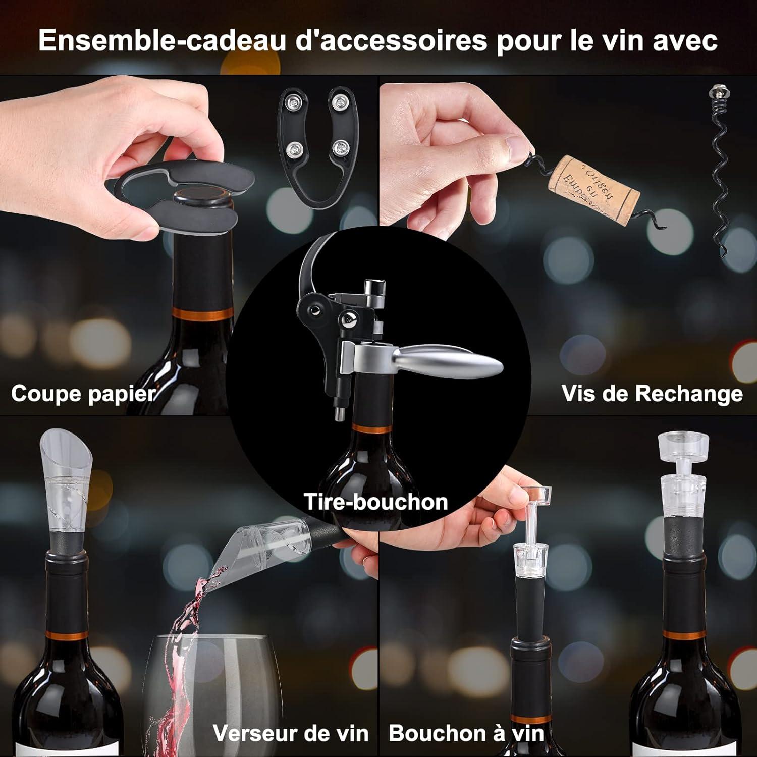 Chụp Cork, dụng cụ mở chai rượu vang với hộp số quà tặng, 5 miếng phụ kiện rượu, bộ dụng cụ mở chai, quà tặng nam