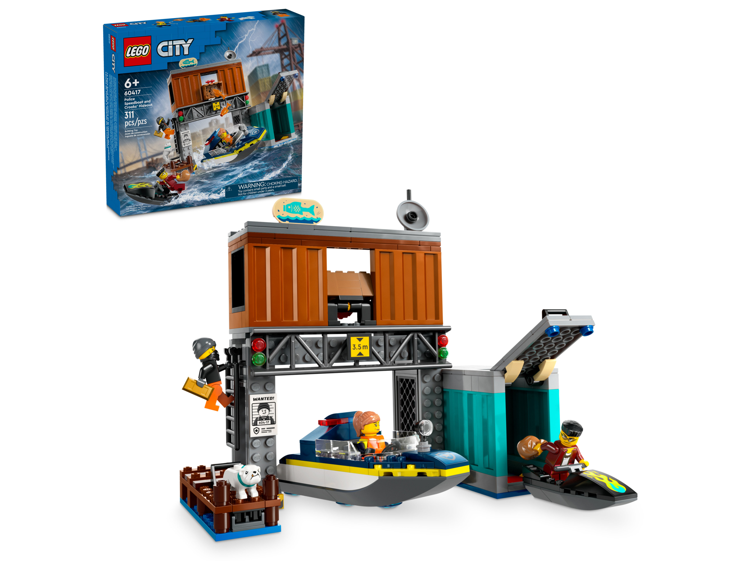 Đồ Chơi Lắp Ráp Tàu Cảnh Sát Và Hang Ổ Tội Phạm - Police Speedboat And Crooks' Hideout - Lego City 60417 (311 Mảnh Ghép)