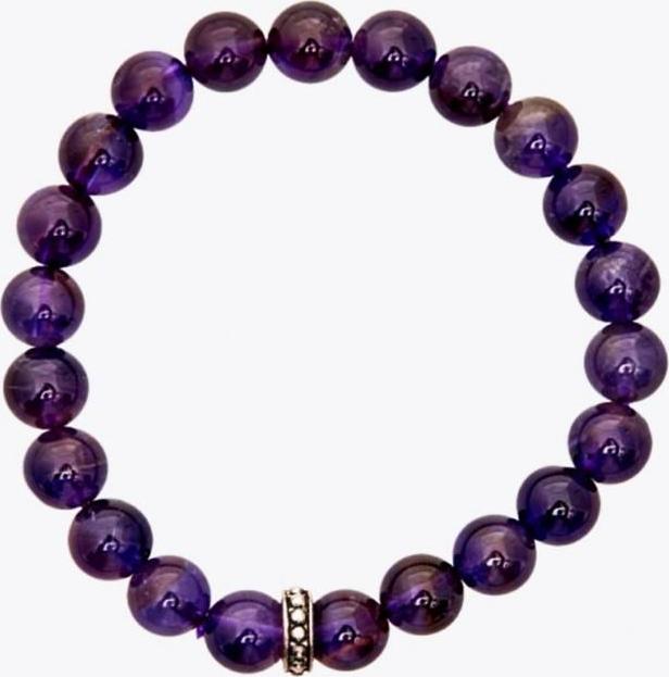 Vòng Tay Đá Thạch Anh Tím Charm Bạc Thái - Hỏa Thổ