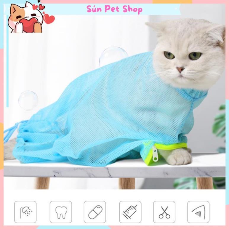 Túi lưới đa năng cho chó mèo - Túi tắm cho mèo, hỗ trợ cắt móng