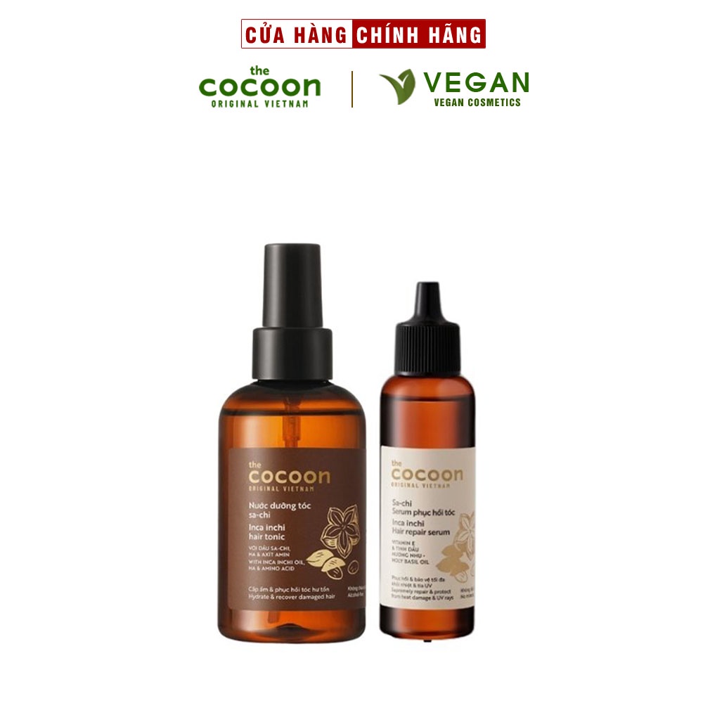 Combo Nước dưỡng tóc Sa-chi Cocoon 140ml + Serum Sa-chi phục hồi tóc Cocoon 70ml