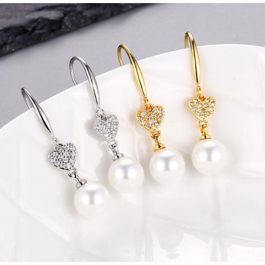 Bông Tai Bạc 925 Hình Trái Tim Dễ Thương - Trường Thịnh Ngọc Trai