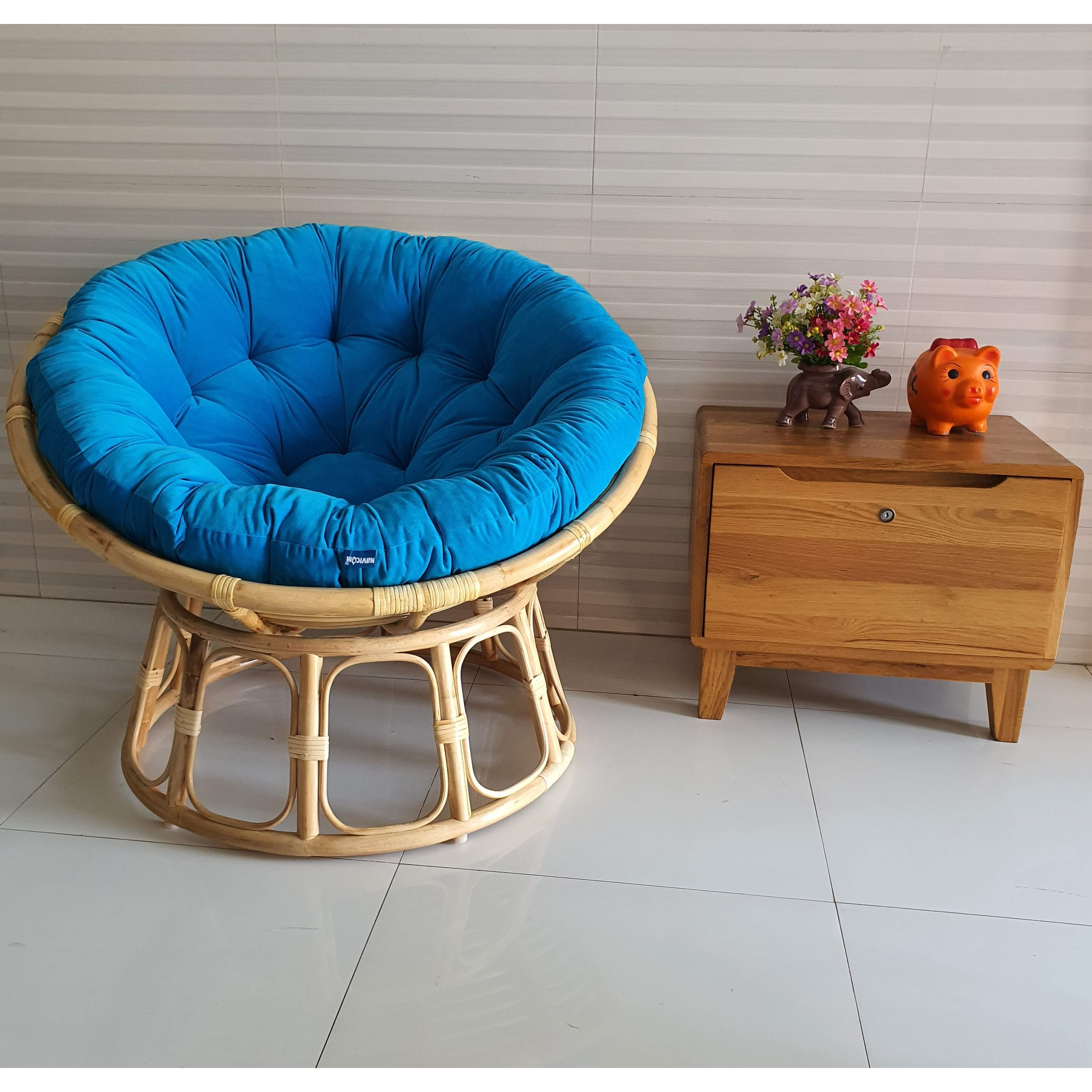 Ghế thư giãn papasan đủ size ( Nệm nhung cao cấp xanh biển)