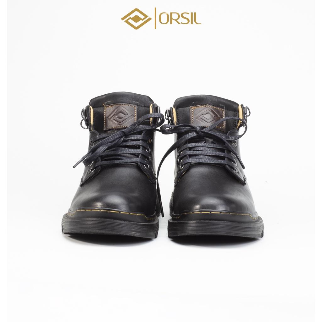 Giày boots nam cao cấp da bò ORSIL mã DC-T01 Đen