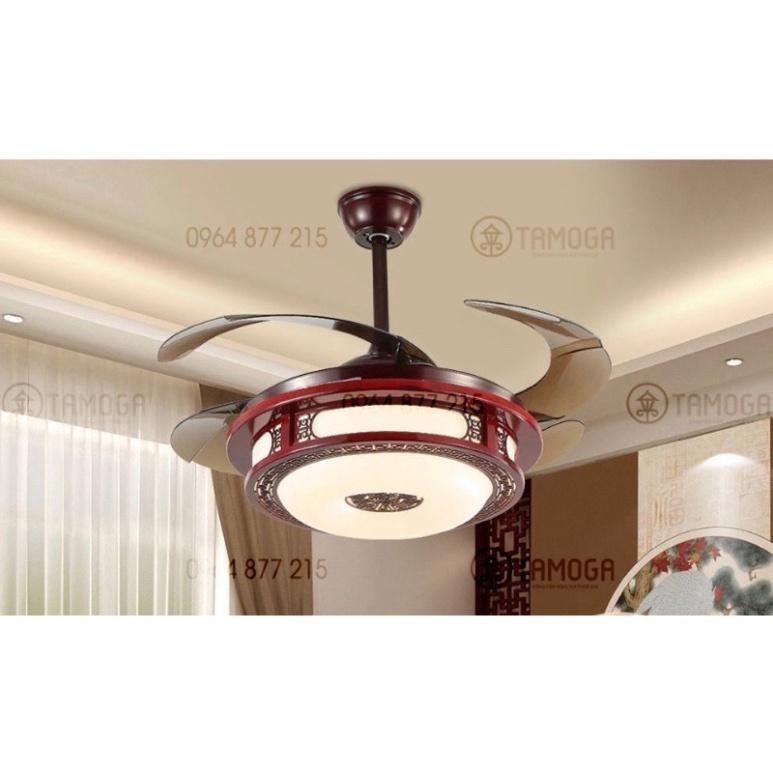Quạt có đèn, quạt cánh gỗ tô điểm phòng tiếp đón khách HAPOVA DQ 8026 + khuyến mãi khiển