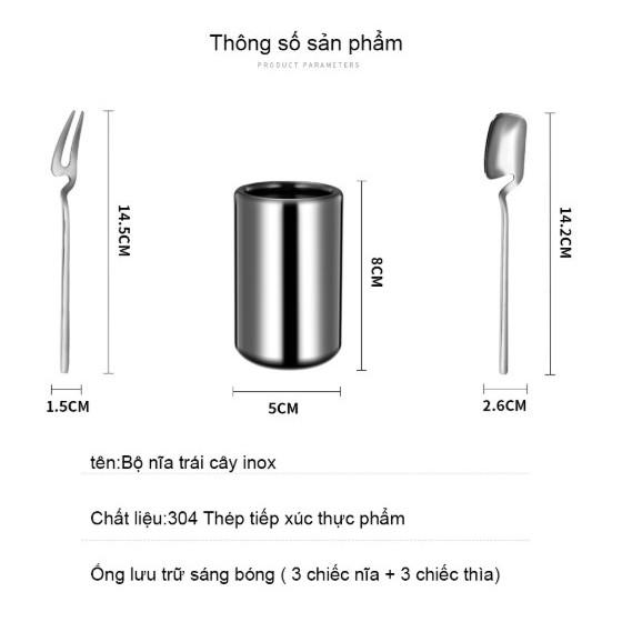 Bộ nĩa trái cây inox FRUIT FORK SUIT SUS304 - An toàn thực phẩm Full Set