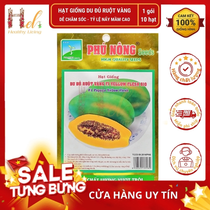 PN - Đu Đủ Ruột Vàng F1 - Trồng Rau Xanh Rau Sạch Organic Bằng Đất Sạch, Mùn Dừa Và Phân Bón Hữu Cơ