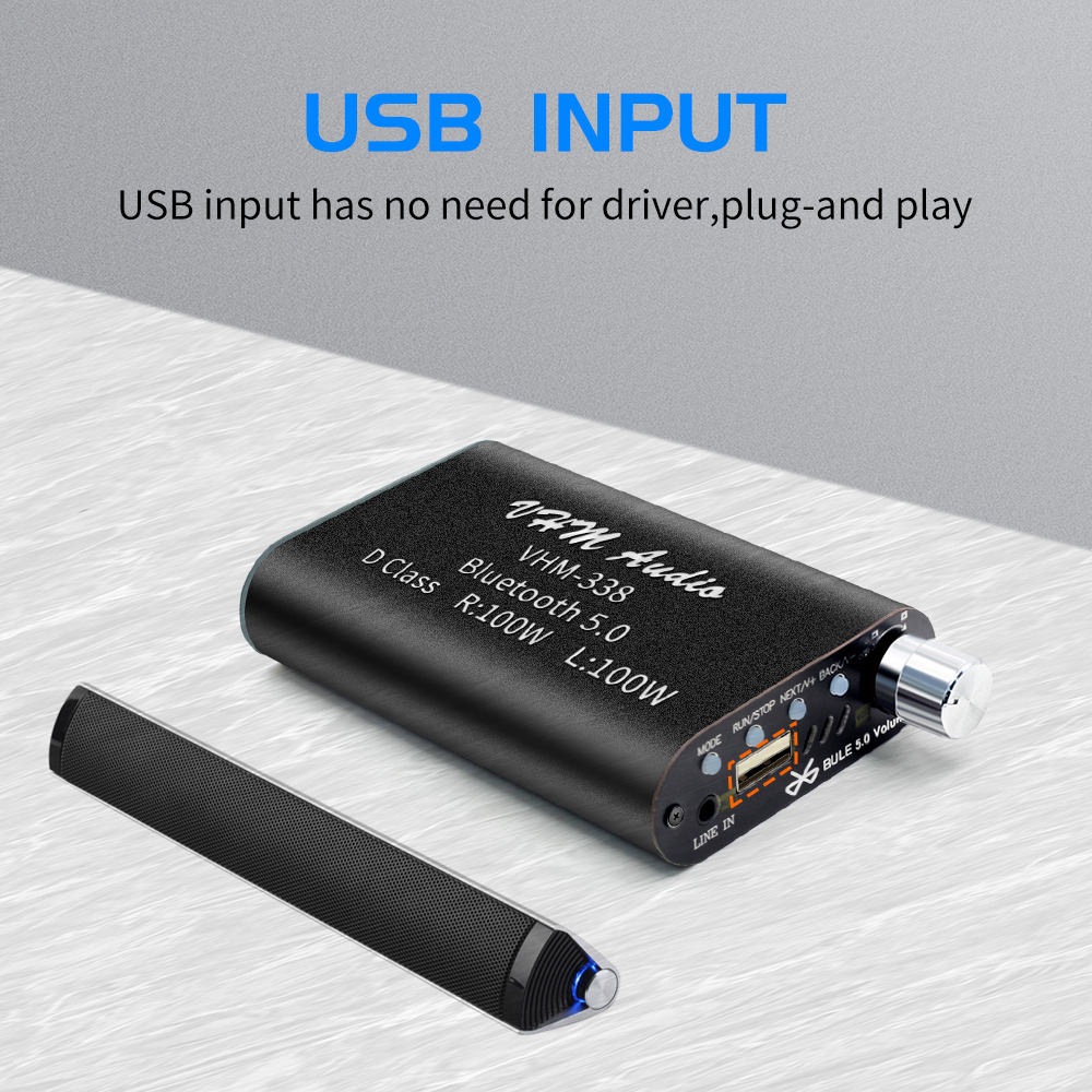 Bộ Thu Âm Không Dây Vhm338 Bluetooth 5.0 Âm Thanh Nổi HiFi Công Suất 100w + Bộ Khuếch Đại Âm Thanh Trên Ô Tô 100w