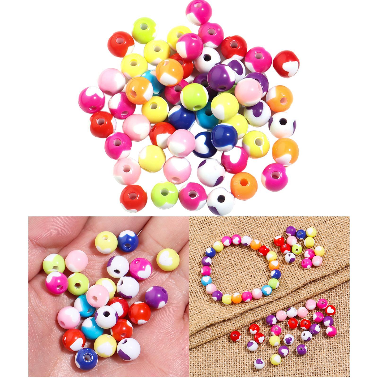 200PCS Acrylic Spacer Beads Mixed Colors Crafting Heart Beads for DIY Bracelet Necklace Jewelry Making