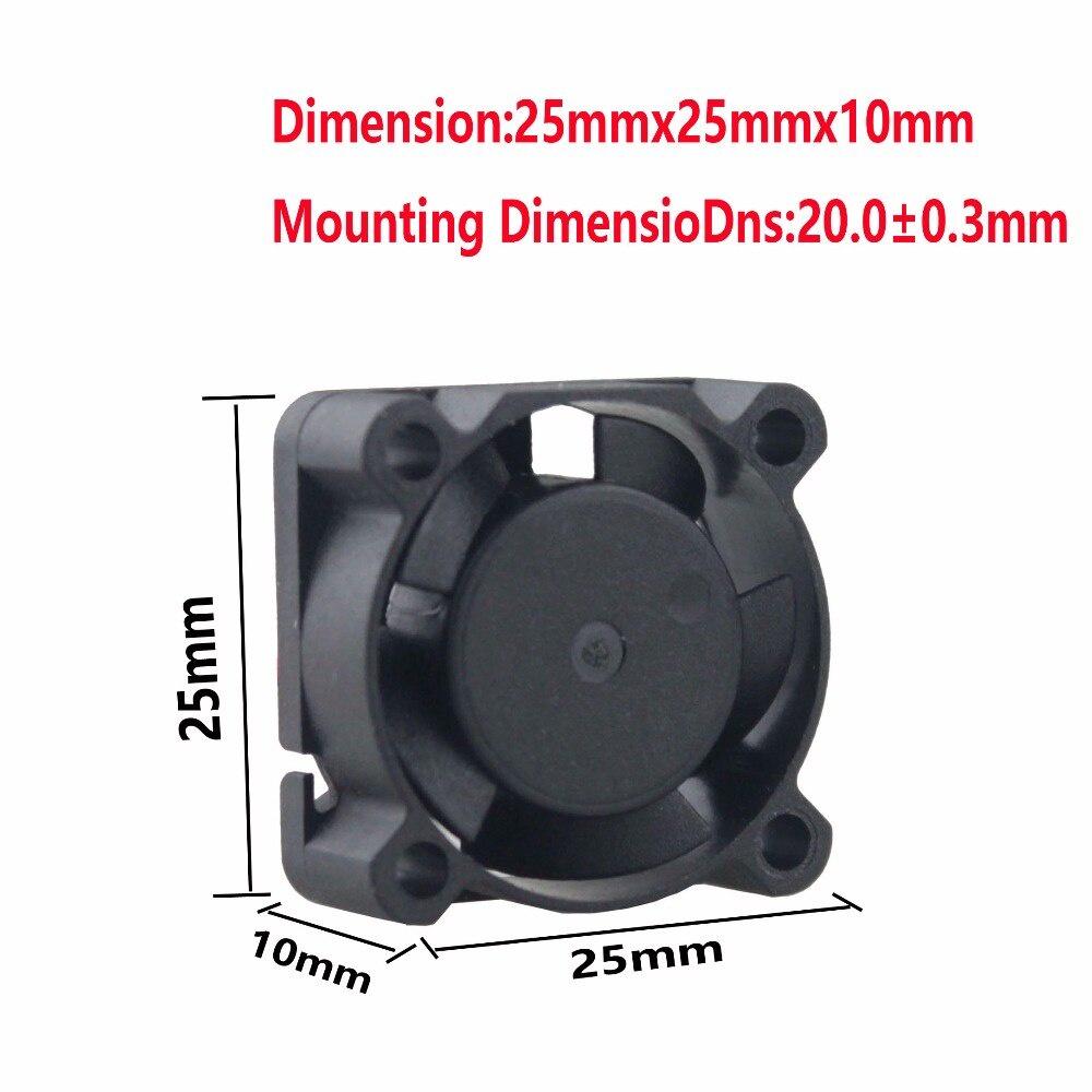 Gdstime 10 Pieces Dual Ball 25mm 2.5cm 25x25x10mm 24V DC Small Heatsinks Cooling Cooler Fan 25x25mm 2510
