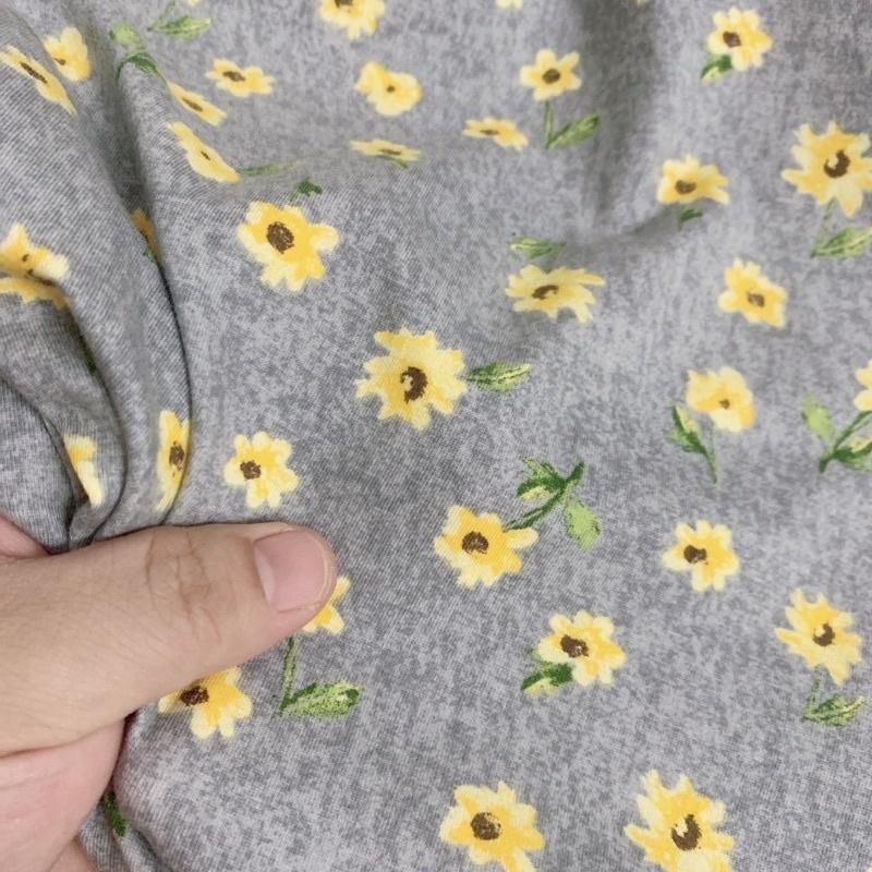 Vải thun cotton dãn 4 chiều hoa nhí vàng fhjgjhh